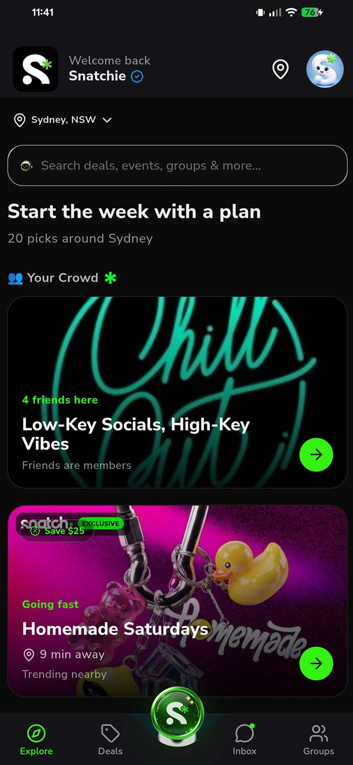 Snatch deals in the app